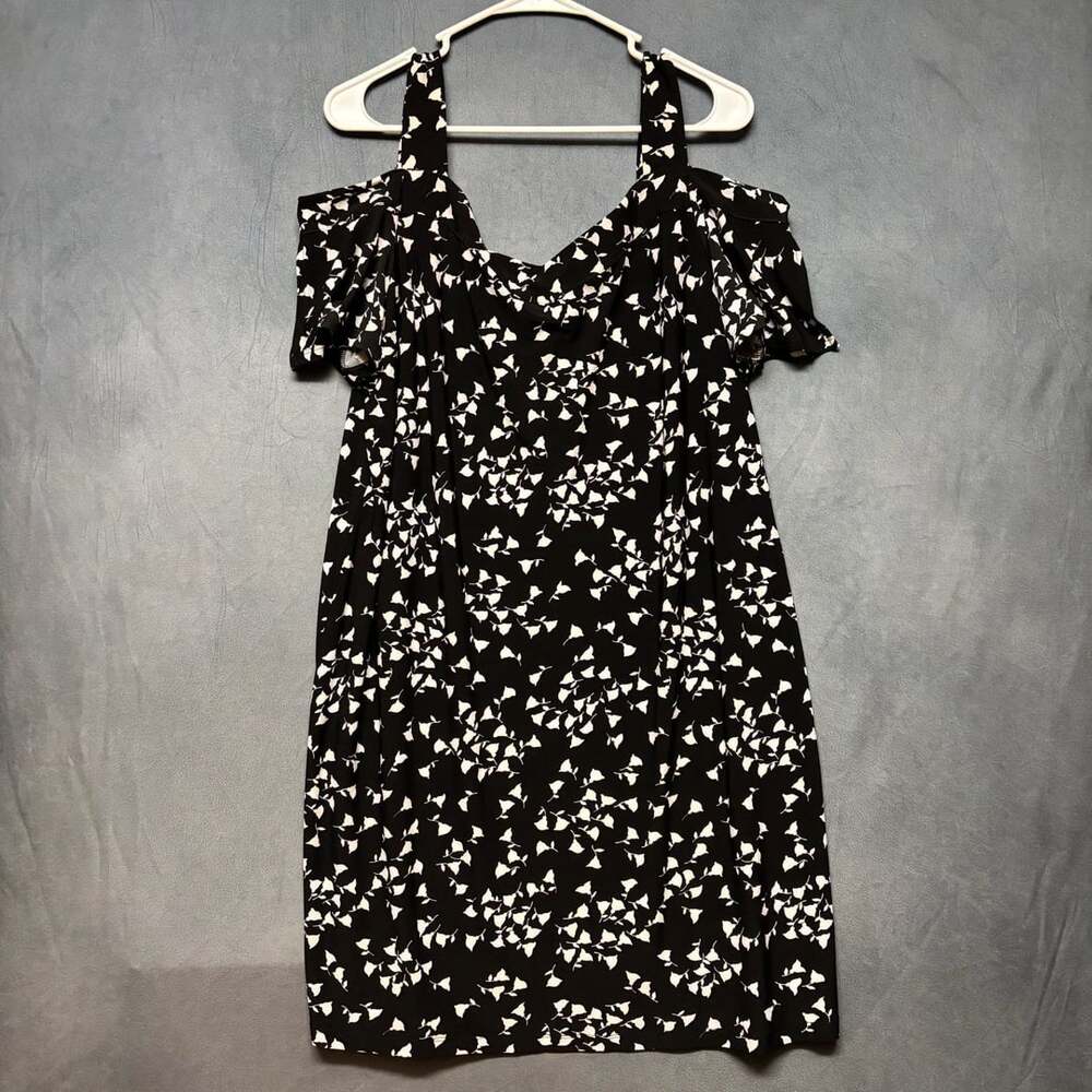 Roz & Ali Cold Shoulder Mini Dress Size XL Black Floral Cottagecore